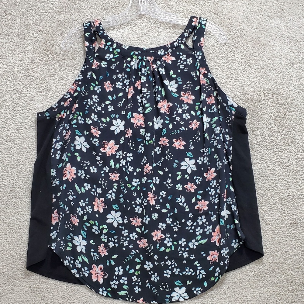 Torrid Blouse Top Womens 1 Black Floral  Pleated Flowy Garden Cottagecore Casual